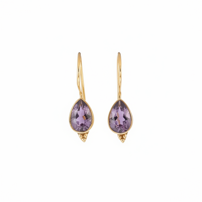 18ct Gold Vermeil Amethyst Teardrop Earrings