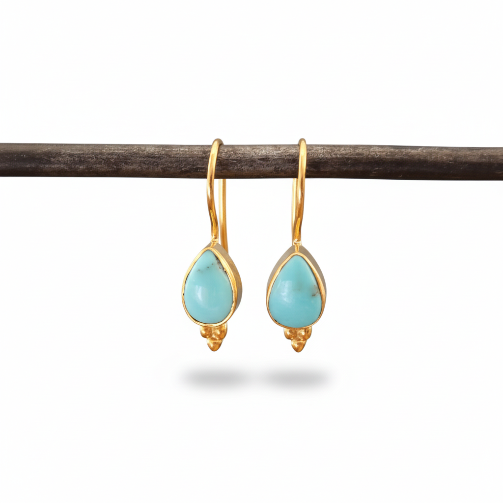 18ct Gold Vermeil Turquoise Teardrop Earrings