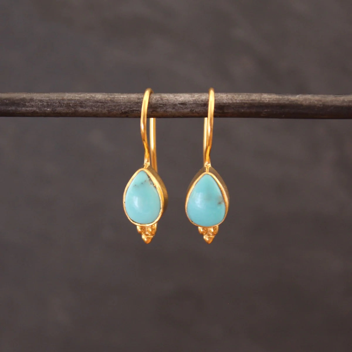 18ct Gold Vermeil Turquoise Teardrop Earrings