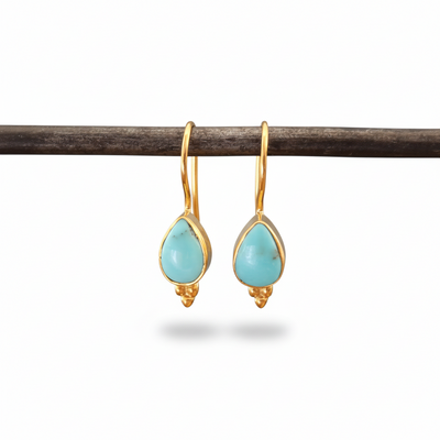 18ct Gold Vermeil Turquoise Teardrop Earrings
