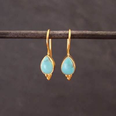 18ct Gold Vermeil Turquoise Teardrop Earrings