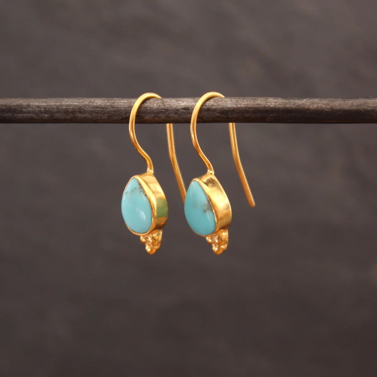 18ct Gold Vermeil Turquoise Teardrop Earrings