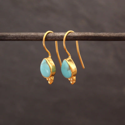 18ct Gold Vermeil Turquoise Teardrop Earrings