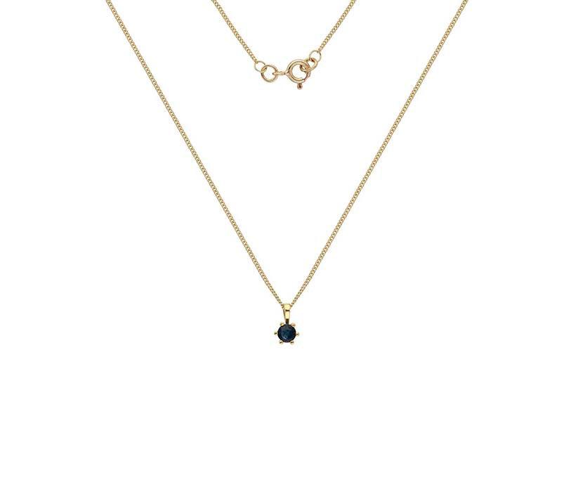 9ct Yellow Gold and Sapphire Claw-set Pendant Necklace - Rococo Jewellery