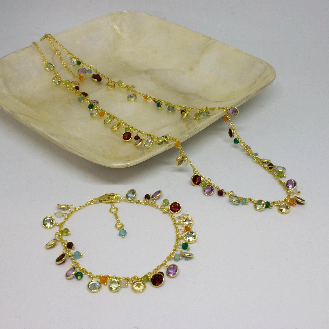 18ct Gold Vermeil Mixed Gemstone Necklace