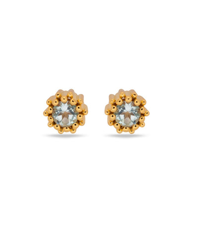 Dainty London Gold Blue Topaz Astrid Stud Earrings