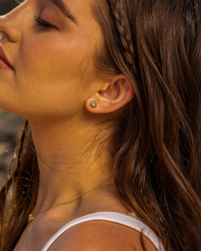 Dainty London Silver Blue Topaz Astrid Stud Earrings