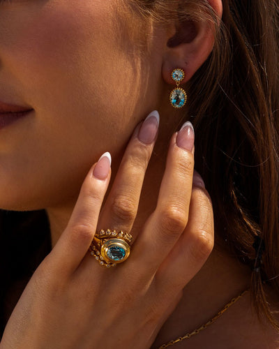 Dainty London Gold Sky Blue Topaz Aurelia Earrings