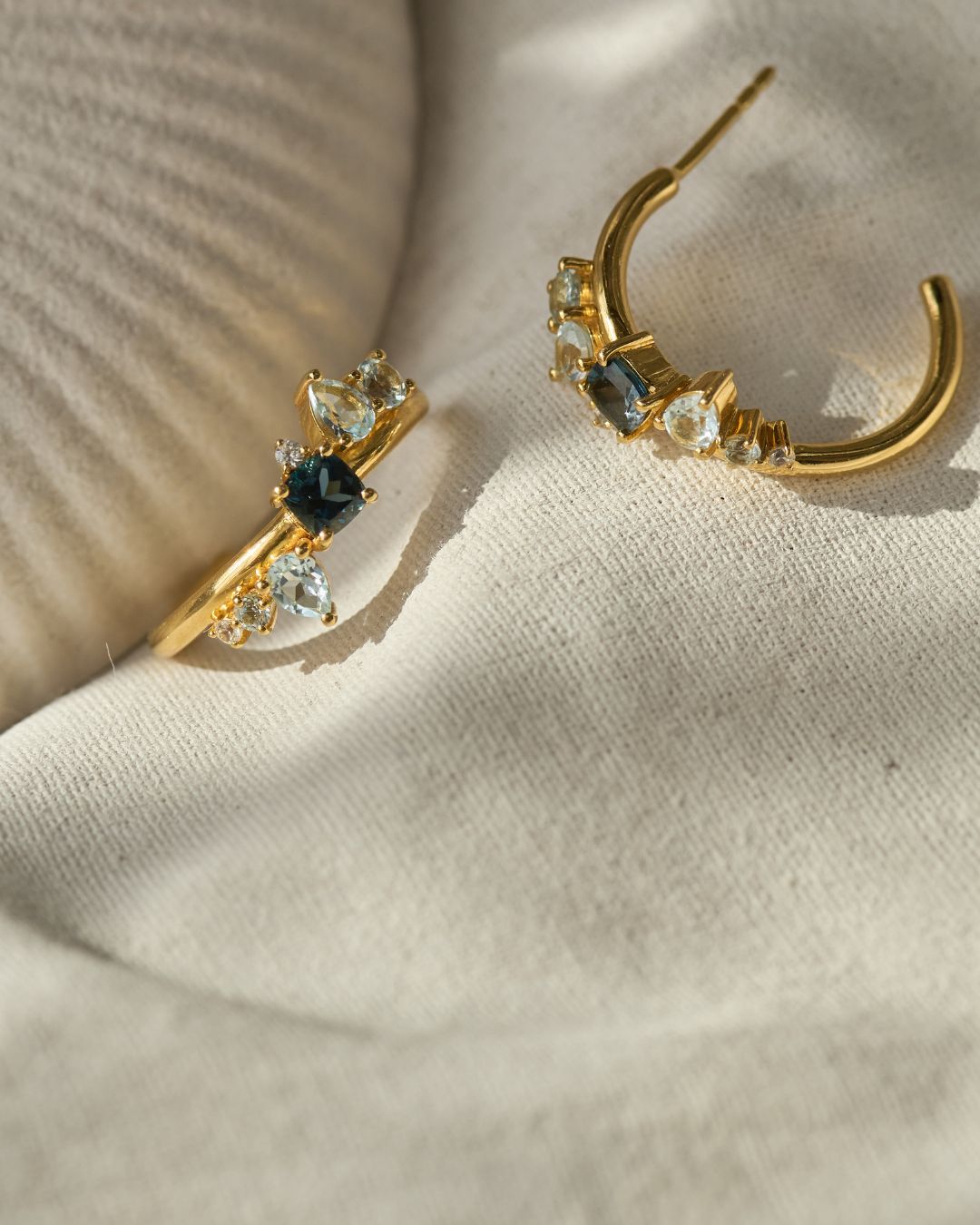 Dainty London Gold Topaz Gemstone Zaria Hoop Earrings