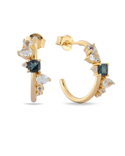Dainty London Gold Topaz Gemstone Zaria Hoop Earrings