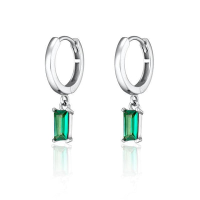 Scream Pretty Sterling Silver Green Charm Hoop Earrings - Rococo Jewellery