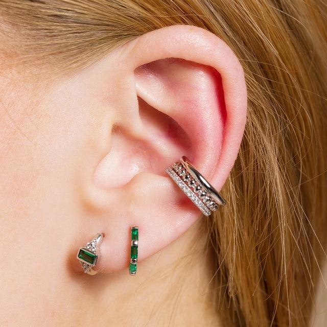 Scream Pretty Silver Green Huggie Earrings - Rococo Jewellery