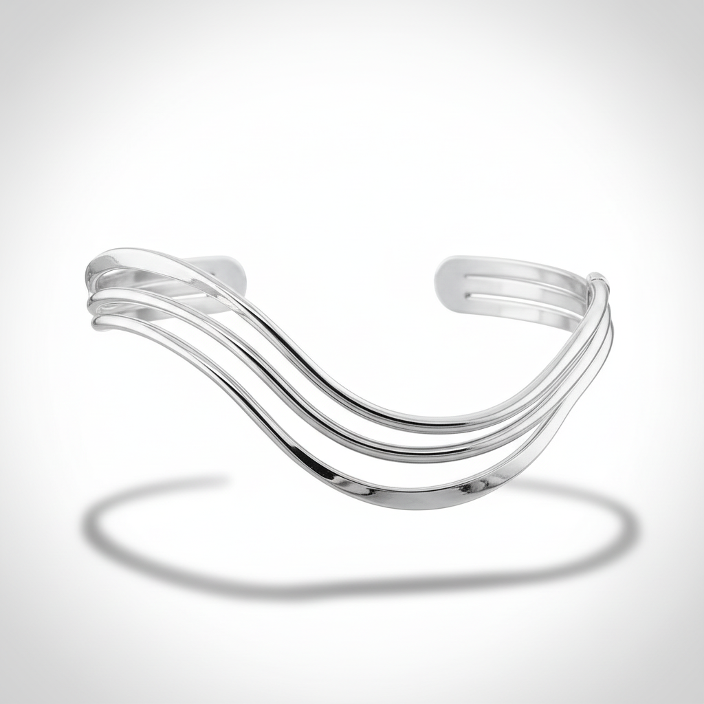 Sterling Silver Strands Cuff Bangle