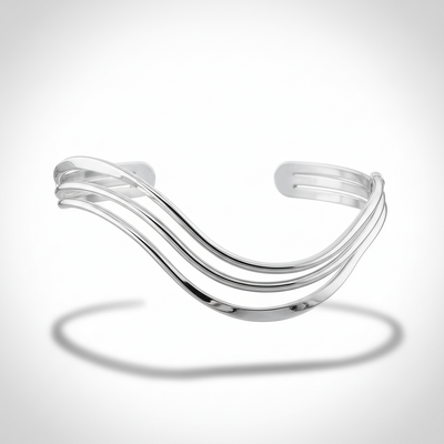 Sterling Silver Strands Cuff Bangle