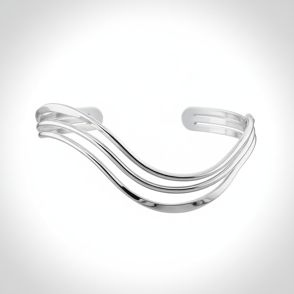 Sterling Silver Strands Cuff Bangle