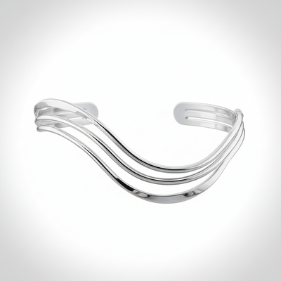 Sterling Silver Strands Cuff Bangle