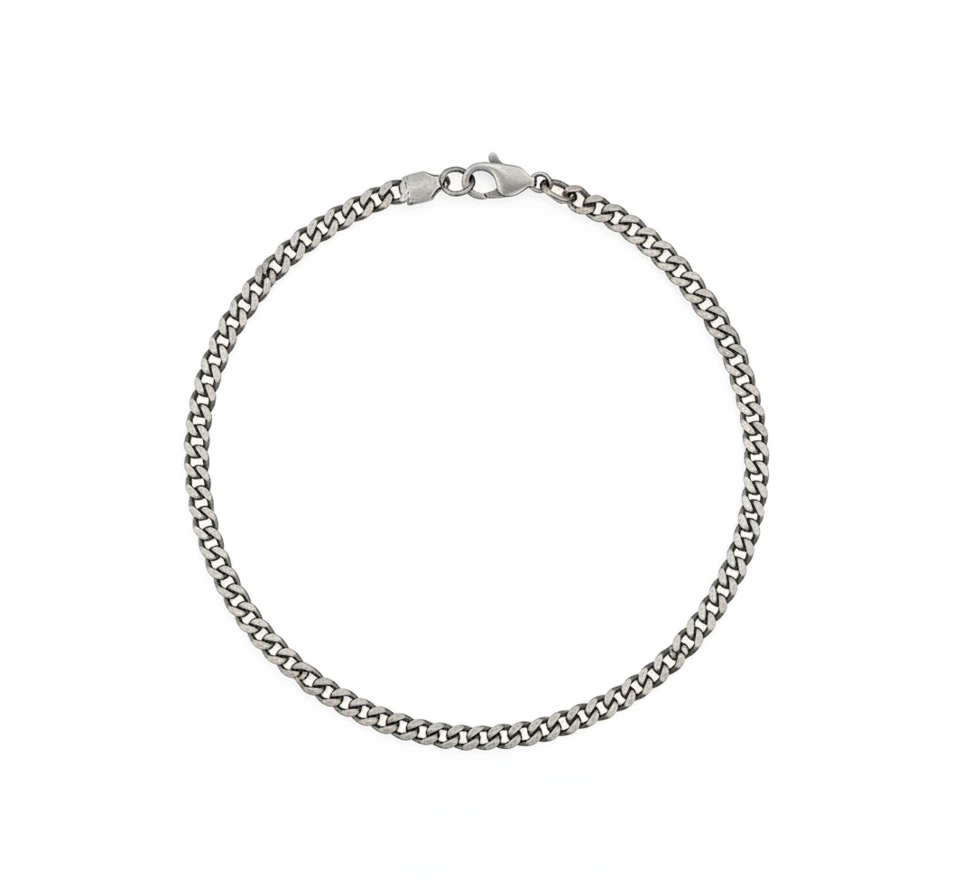 Men's Oxidised Curb Chain - Sterling Silver