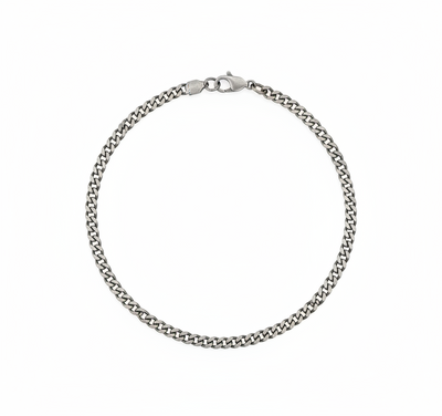 Men's Oxidised Curb Chain - Sterling Silver