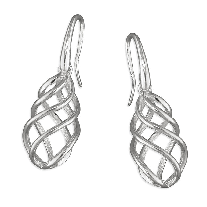 Sterling Silver Twisted Cage Drop Earrings