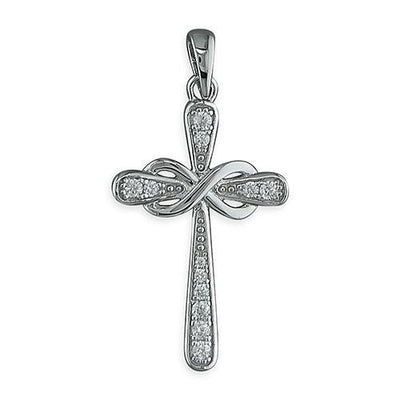 Cubic Zirconia Infinity Design Silver Cross - Rococo Jewellery