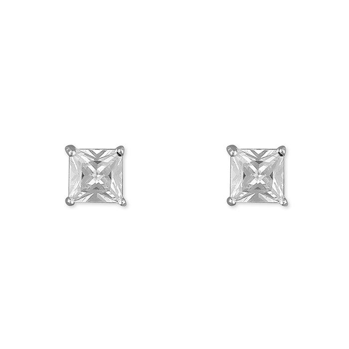 Sterling Silver Cubic Zirconia 4mm Princess Cut Stud Earrings - Rococo Jewellery