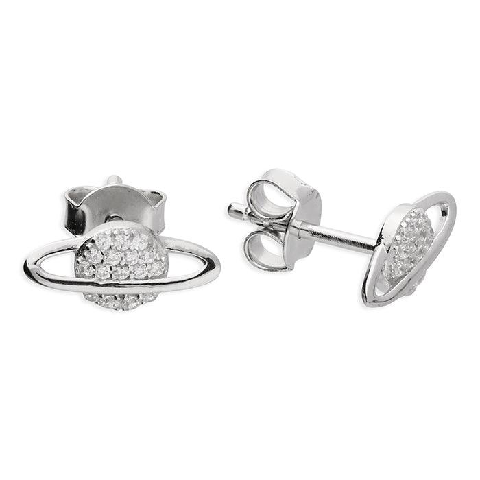 Sterling Silver Cubic Zirconia Satellite Stud Earrings - Rococo Jewellery