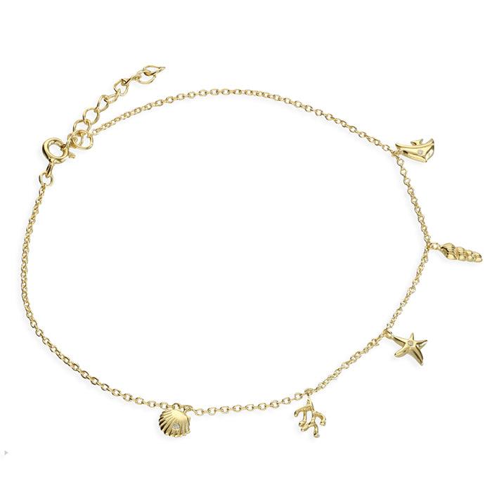 Yellow Gold Vermeil Seaside Anklet - Rococo Jewellery