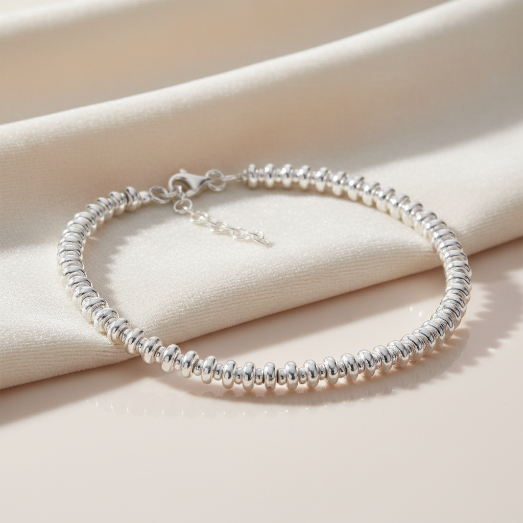 Sterling Silver Doughnut Beads Bracelet