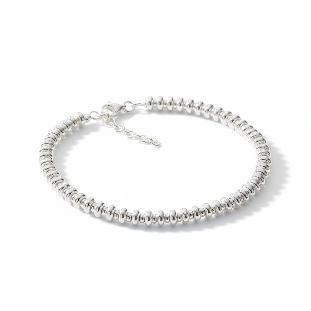 Sterling Silver Doughnut Beads Bracelet