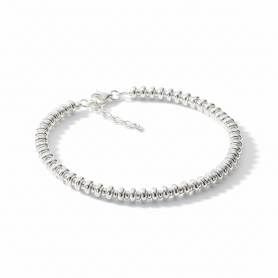 Sterling Silver Doughnut Beads Bracelet