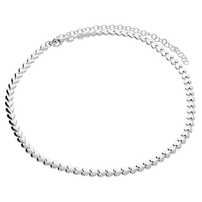 Sterling Silver Heart Choker Necklace - Rococo Jewellery