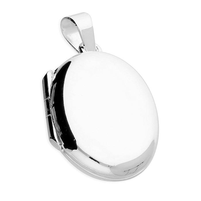 Sterling Silver Small Oval Locket Pendant - Rococo Jewellery