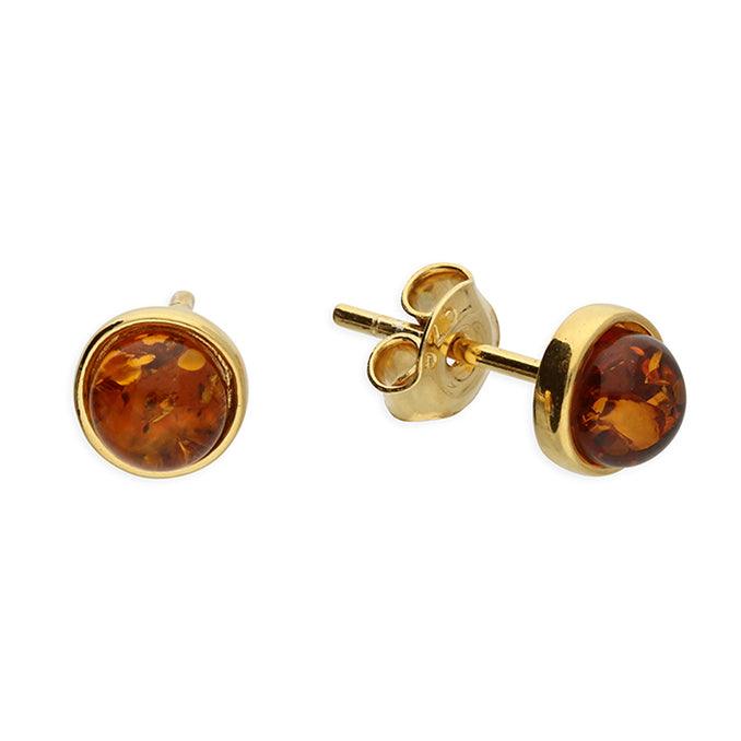 Gold Amber Stud Earrings