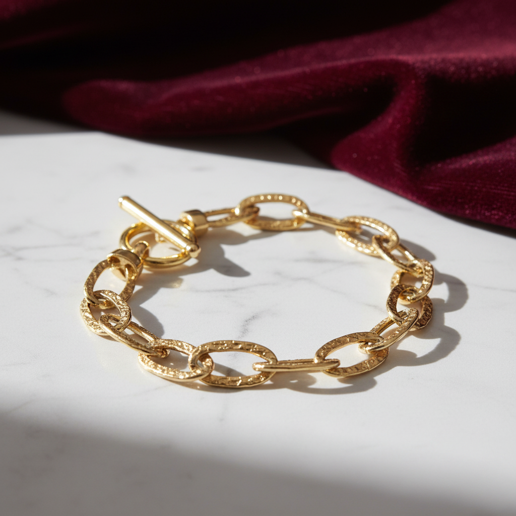Yellow Gold T-Bar Link Bracelet