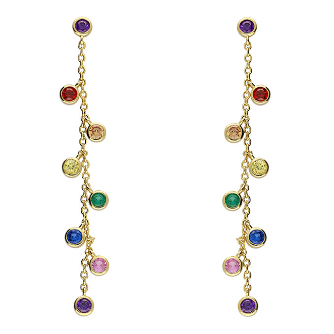 Gold Vermeil Rainbow Chain Drop Earrings