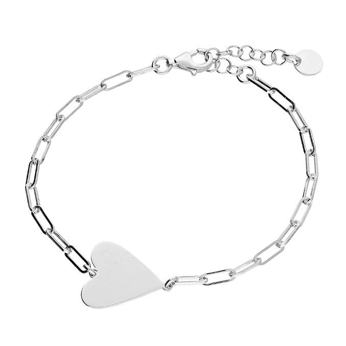 Silver Chain Link Heart Bracelet