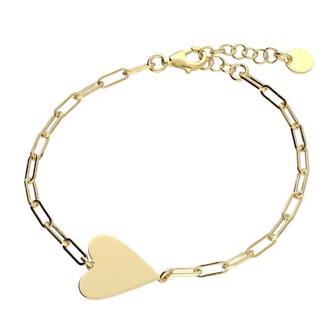 Gold Chain Link Heart Bracelet - Rococo Jewellery