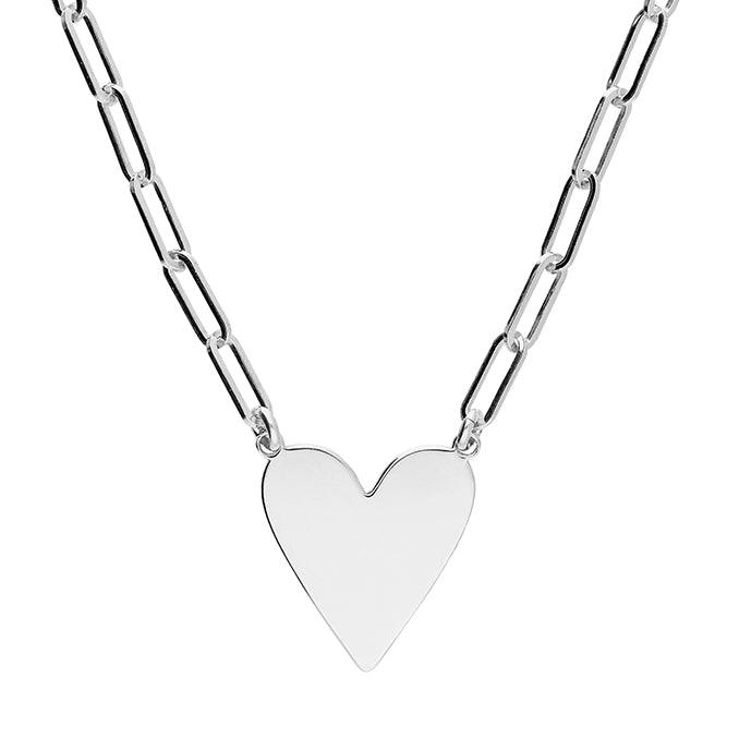 Silver Chain Link Heart Necklace