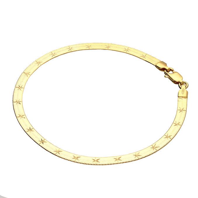 24ct Gold Vermeil Sterling Silver Star Herringbone Bracelet - Rococo Jewellery