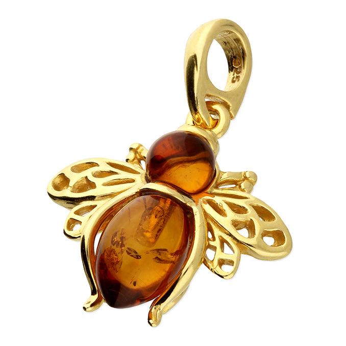 Gold Amber Bee Pendant