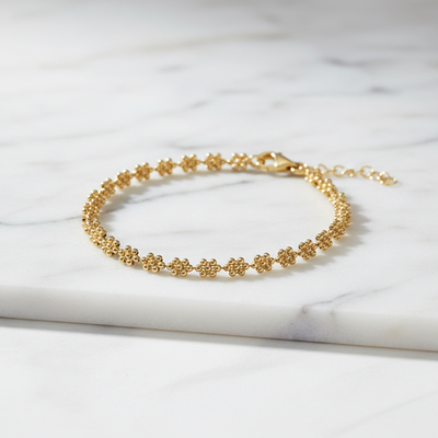 Bead Flower Bracelet - Yellow Gold Vermeil