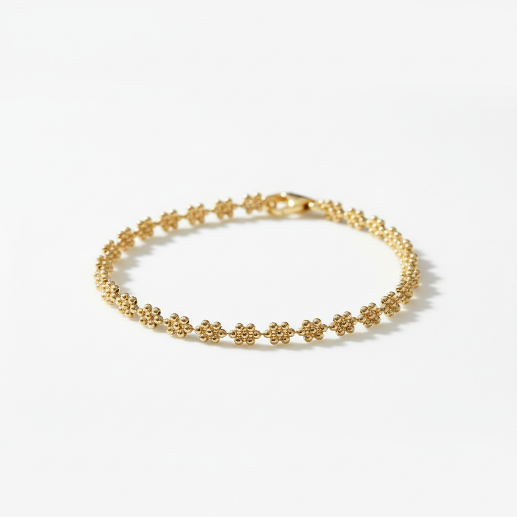 Bead Flower Bracelet - Yellow Gold Vermeil