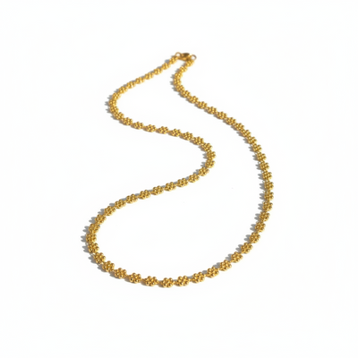 Bead Flower Necklace Chain - Yellow Gold Vermeil or Sterling Silver