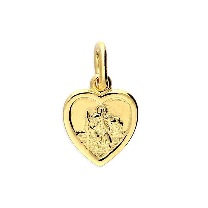 18ct Gold Vermeil Sterling Silver Small St Christopher Heart Pendant - Rococo Jewellery
