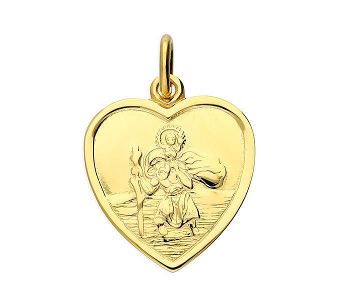18ct Gold Vermeil Sterling Silver Medium St Christopher Heart Pendant - Rococo Jewellery