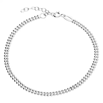 Sterling Silver Double Row Beaded Bracelet