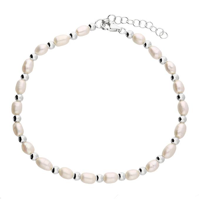 Sterling Silver Pearl and Silver Bead Bracelet