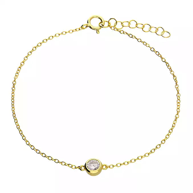 14ct Gold Vermeil Cubic Zirconia Chain Bracelet