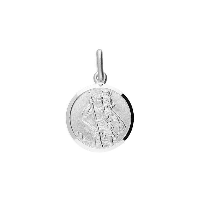 Sterling Silver St Christopher 1.4cm Round Pendant - Rococo Jewellery