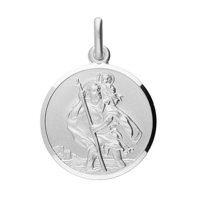 Sterling Silver Round 2.4cm St Christopher Pendant - Rococo Jewellery